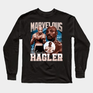 Marvelous Marvin Hagler Boxing Legend Signature Vintage Retro 80s 90s Bootleg Rap Style Long Sleeve T-Shirt